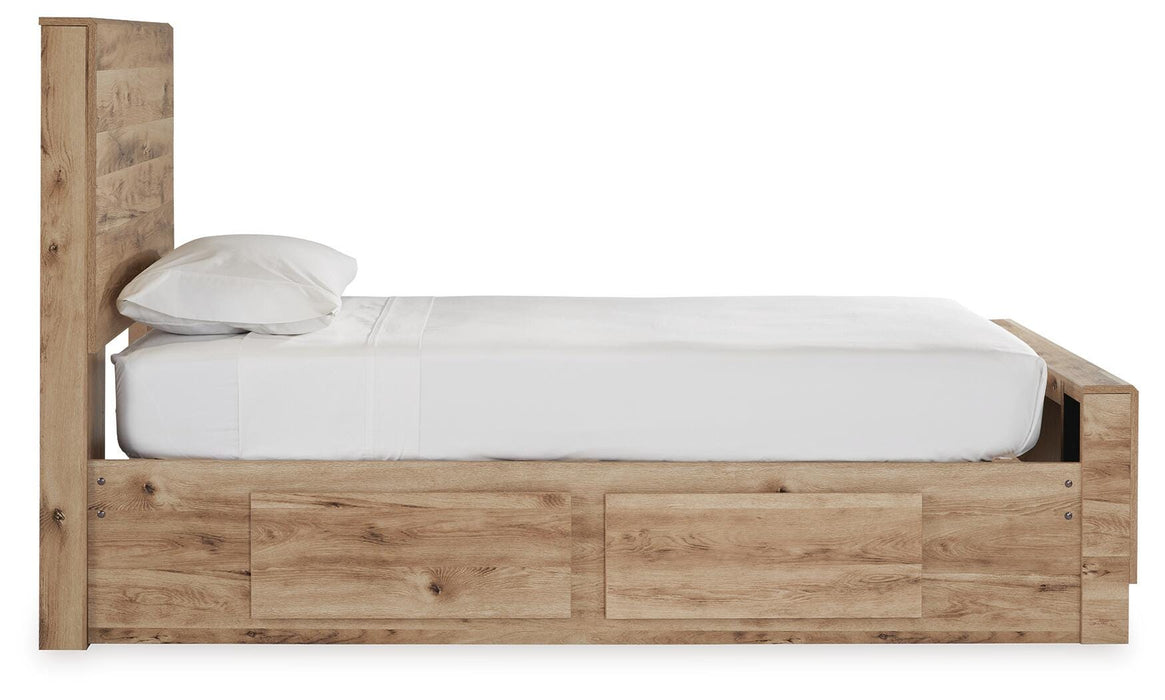 Hyanna Tan Brown Hyanna Twin Panel Bed with 1 Side Storage