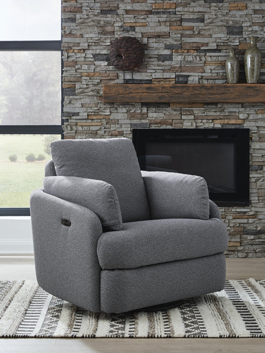 Alainmont Next-Gen Nuvella Salt and Pepper Swivel Power Recliner