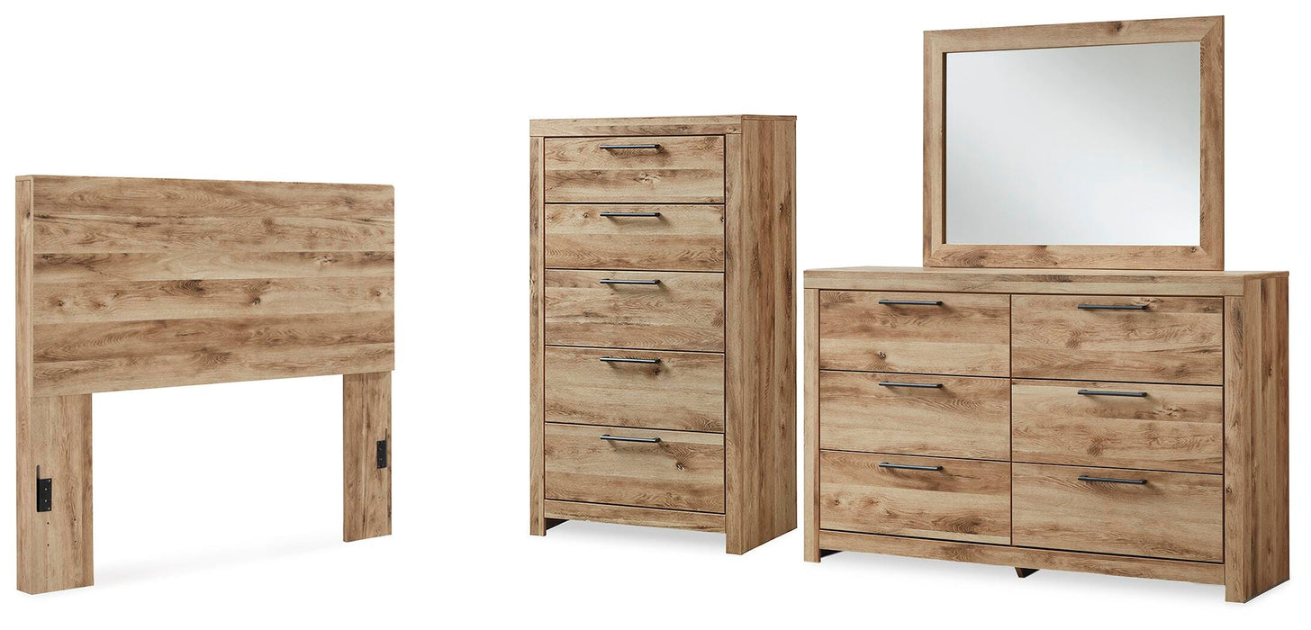 Hyanna Tan Brown Hyanna Full Panel Headboard, Dresser, Mirror and Chest - Brand New