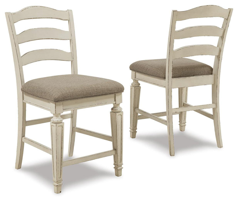 Realyn Chipped White Upholstered Barstool (Priced Per Item, Must Order 2, 4, 6, or 8)