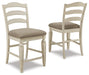 Realyn Chipped White Upholstered Barstool (Priced Per Item, Must Order 2, 4, 6, or 8)