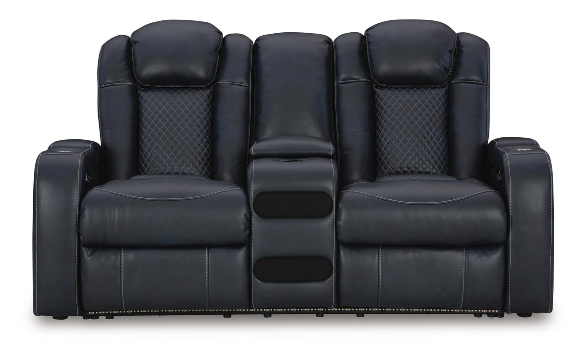 Fyne-Dyme Sapphire Fyne-Dyme Power Reclining Loveseat with Console