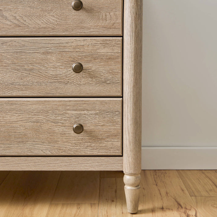 My Texas House Monroe 3 Drawer Nightstand with USB, Brushed Oak Finish - new