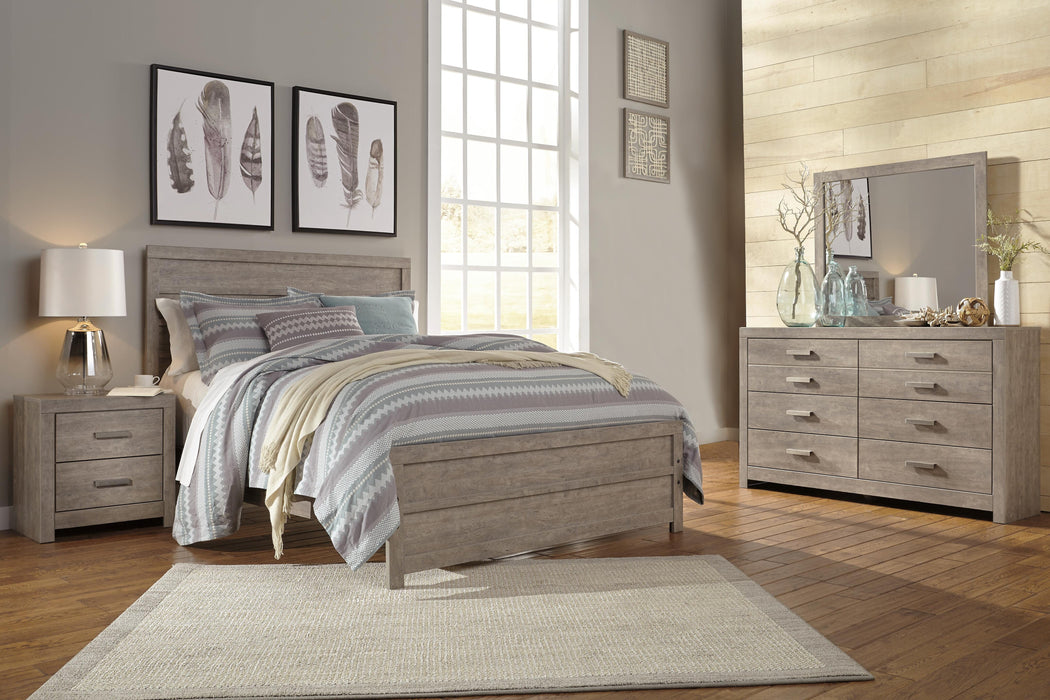 Culverbach Gray Culverbach Queen Panel Bed with Mirrored Dresser