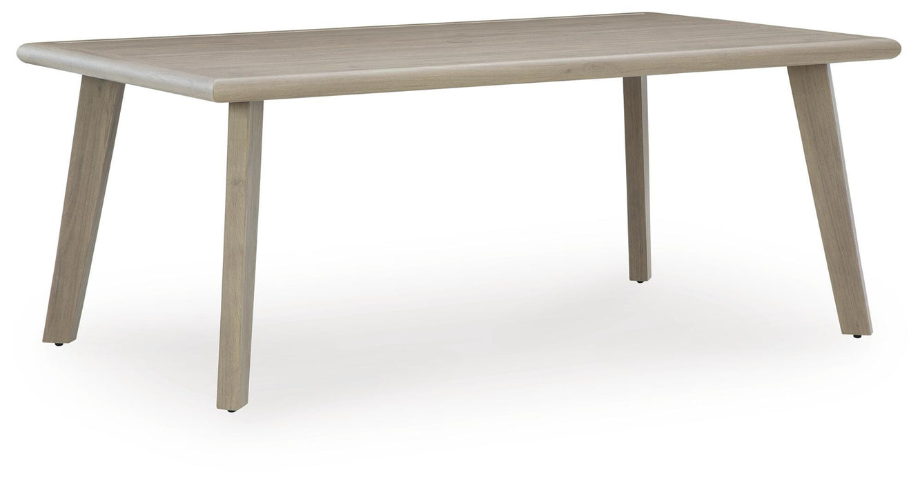 Carisbo Beige RECT Dining Table w/UMB OPT