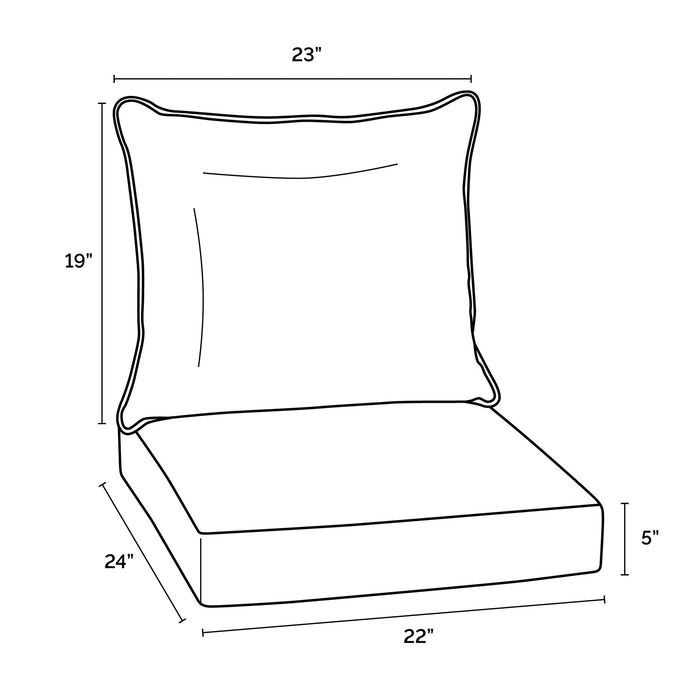 ARDEN Outdoor Deep Seat Cushion Set, 22 x 24, Water Repellent, Fade Resistant 22 x 24, Sapphire Blue Leala - open_box