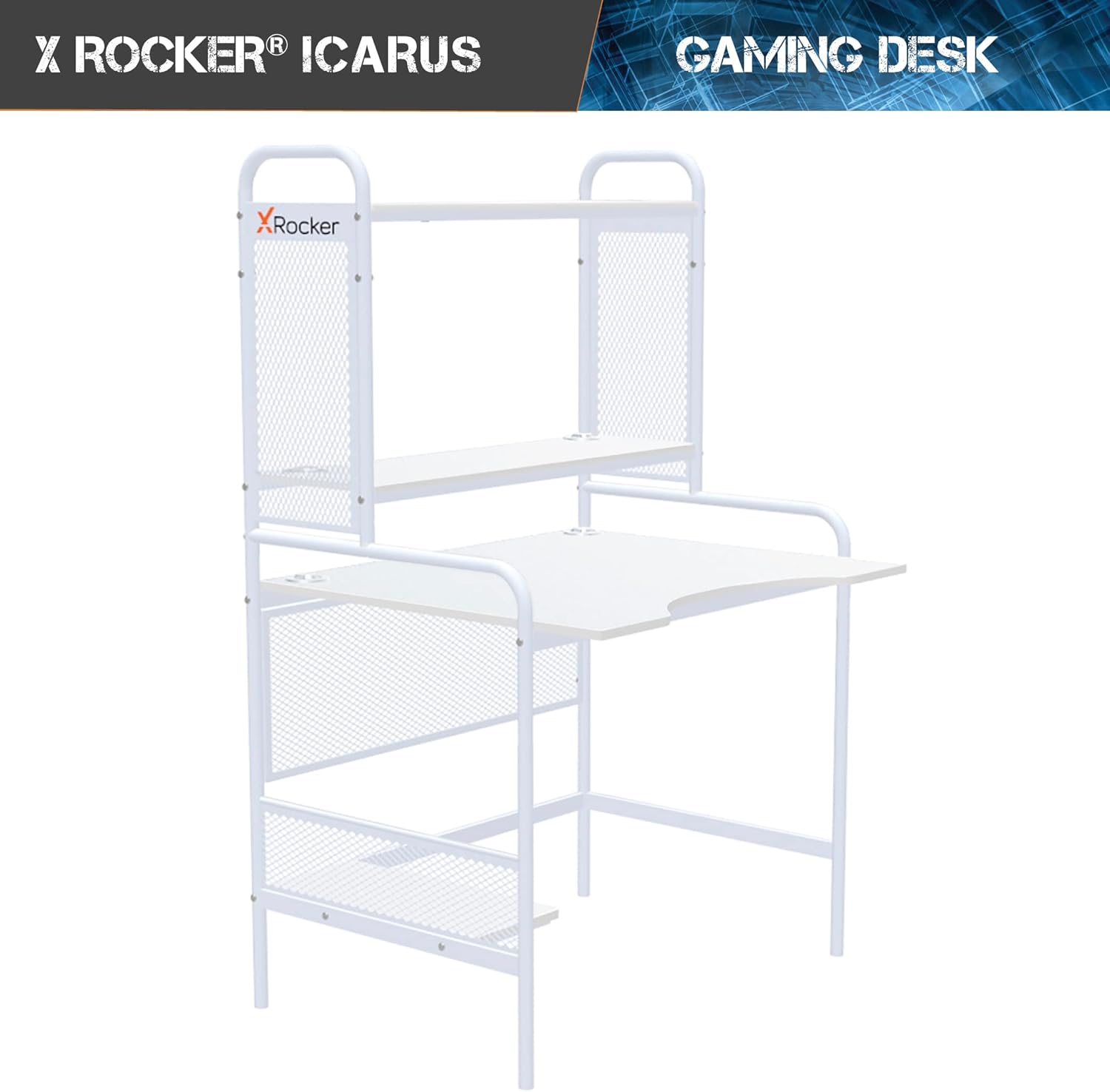 X Rocker Icarus Gaming Desk, White - open_box