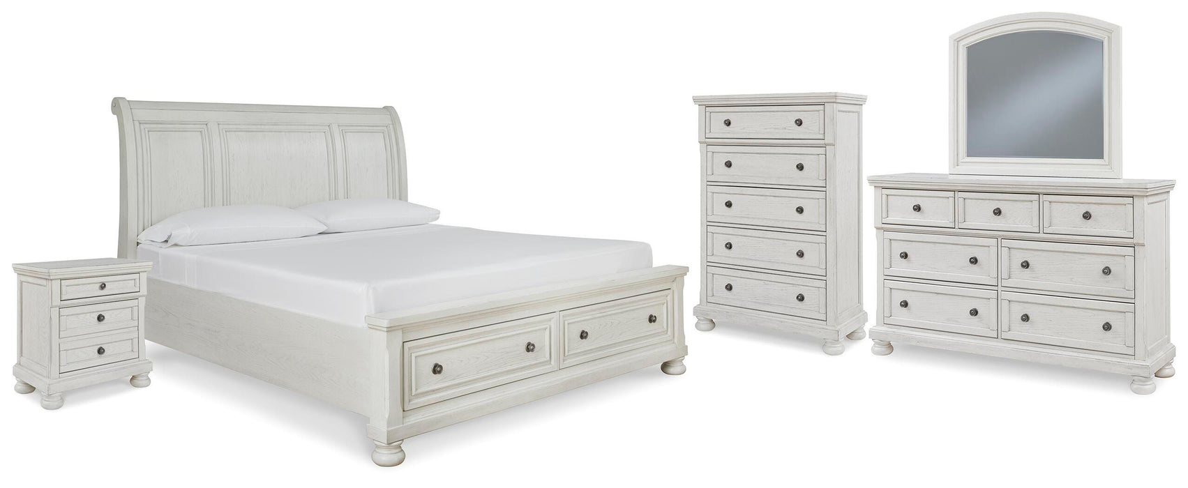 Robbinsdale Antique White Sleigh Bedroom Collection