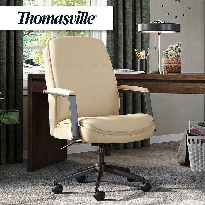 Thomasville - Upton Bonded Leather Office Chair - Cream - new