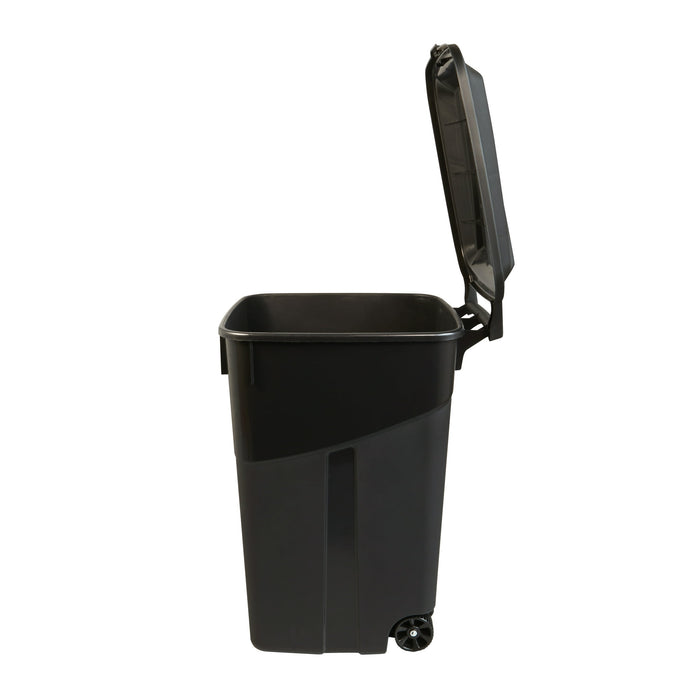 Hyper Tough 45 Gallon Wheeled Heavy Duty Plastic Garbage Can, Attached Lid, Black - new