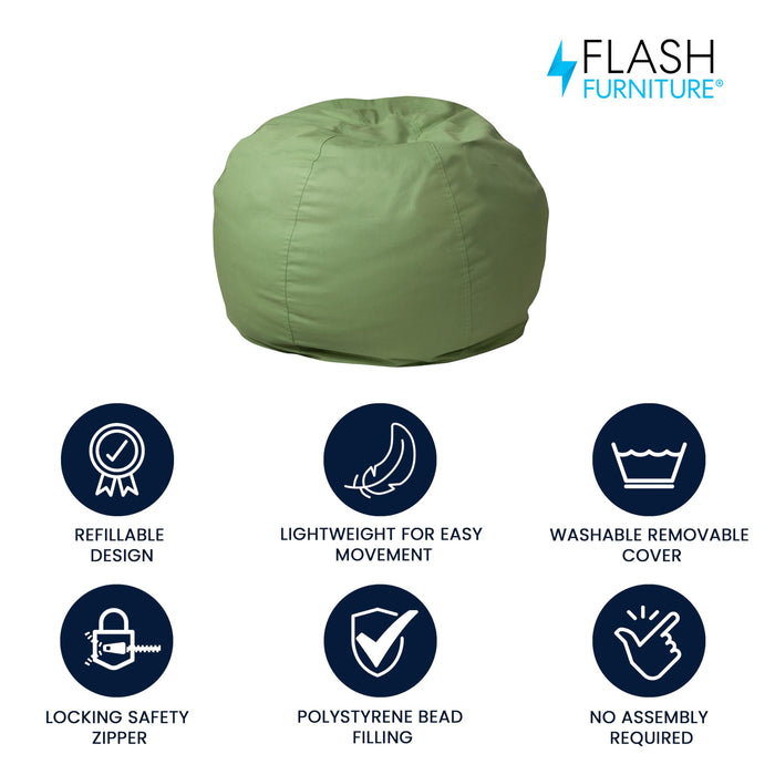 Flash Furniture Dillon Small Bean Bag Chair for Kids and Teens, Foam-Filled Beanbag Chair with Machine Washable Cover, Green - new