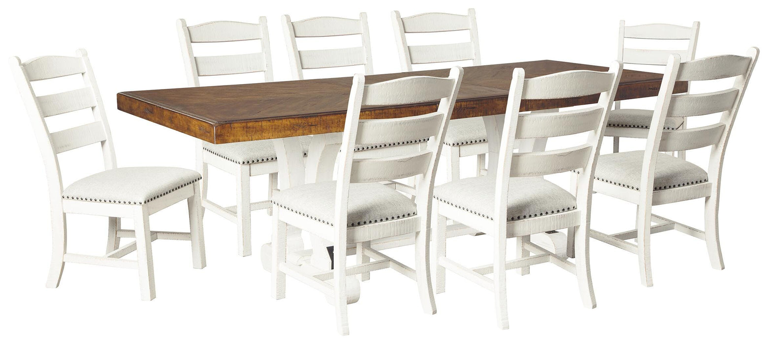 Valebeck White/Brown Valebeck Dining Table and 8 Chairs