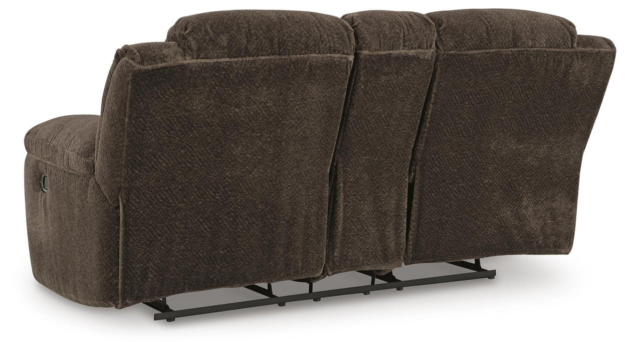 Frohn Chocolate Frohn Reclining Loveseat with Console