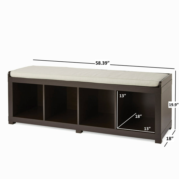 Better Homes & Gardens 4-Cube Shoe Storage 58.39 Bench, Espresso - open_box