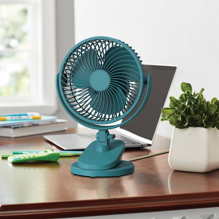 Mainstays 6-inch New Desktop or Clip-on AC Electric Personal Indoor Fan with 2 Speeds, Cool Water - new