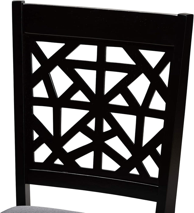 Set of 4 Baxton Studio Lenoir Modern and Contemporary Sand Fabric Upholstered Espresso Brown Finished Wood Co - open_box