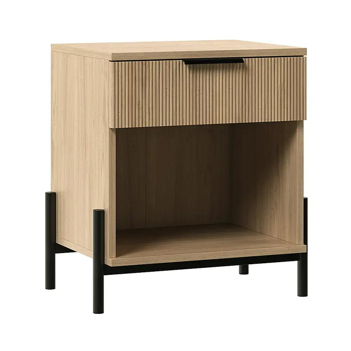 Walker Edison - Modern Reeded-Front 1-Drawer Nightstand - Coastal Oak - new