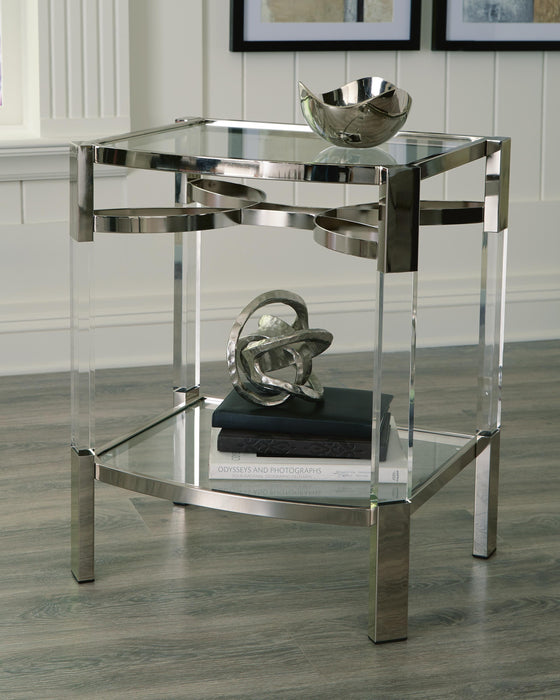 Chaseton Clear/Silver Finish Accent Table