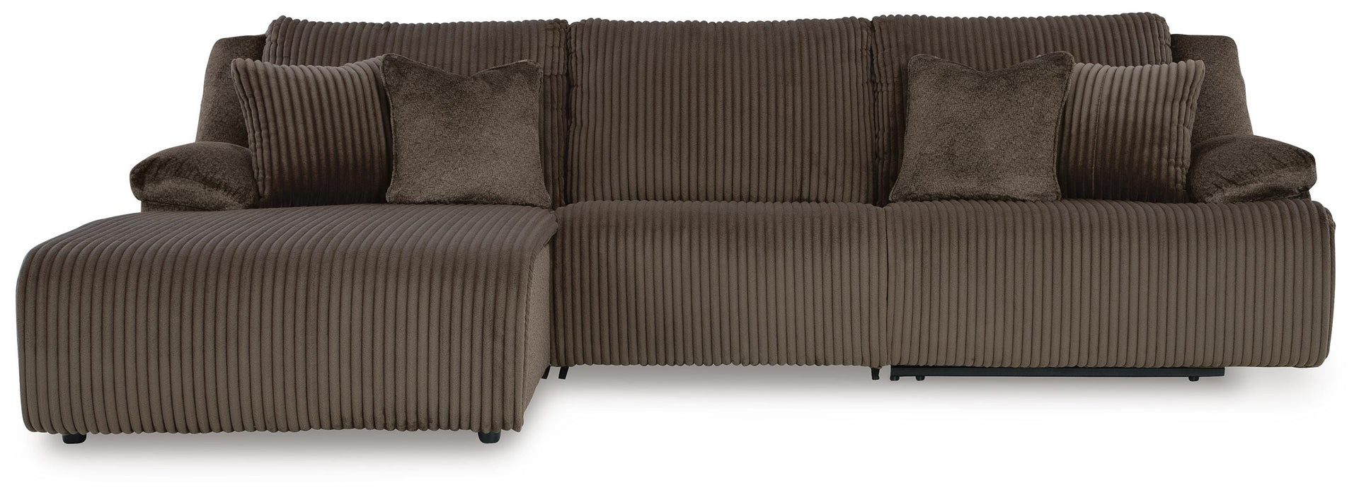 Top Tier Chocolate Top Tier 3-Piece Reclining Sectional Sofa Chaise