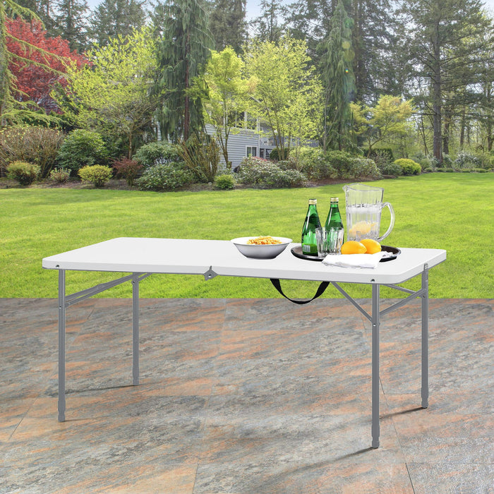 Mainstays 4 Foot Fold-in-Half Adjustable Folding Table, White - new