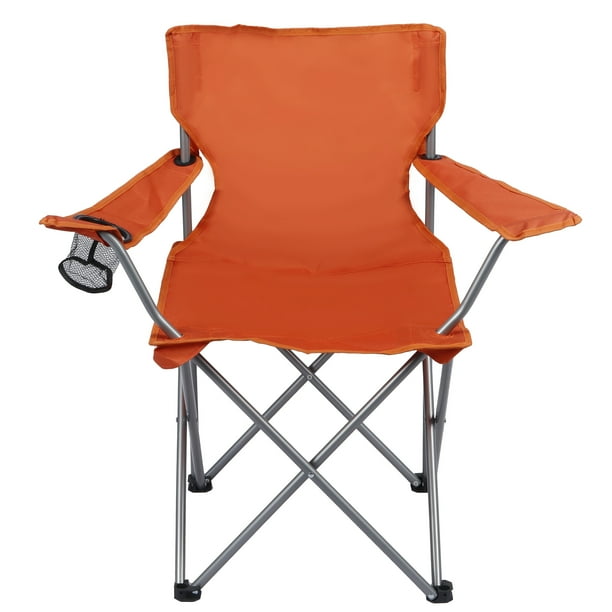 Ozark Trail Folding Camp Chair with Cup Holder – Lightweight, Portable Outdoor Chair for Camping, Tailgating & Sports – Orange Crush - new