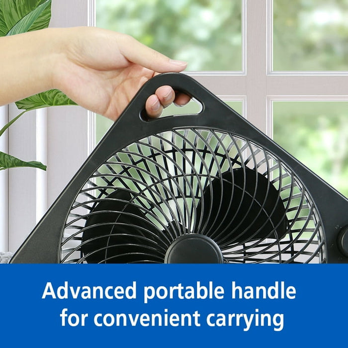 Mainstays 9-inch Box Indoor Comfort Personal AC Electric Fan, 3 Speeds, Black - use_like_new