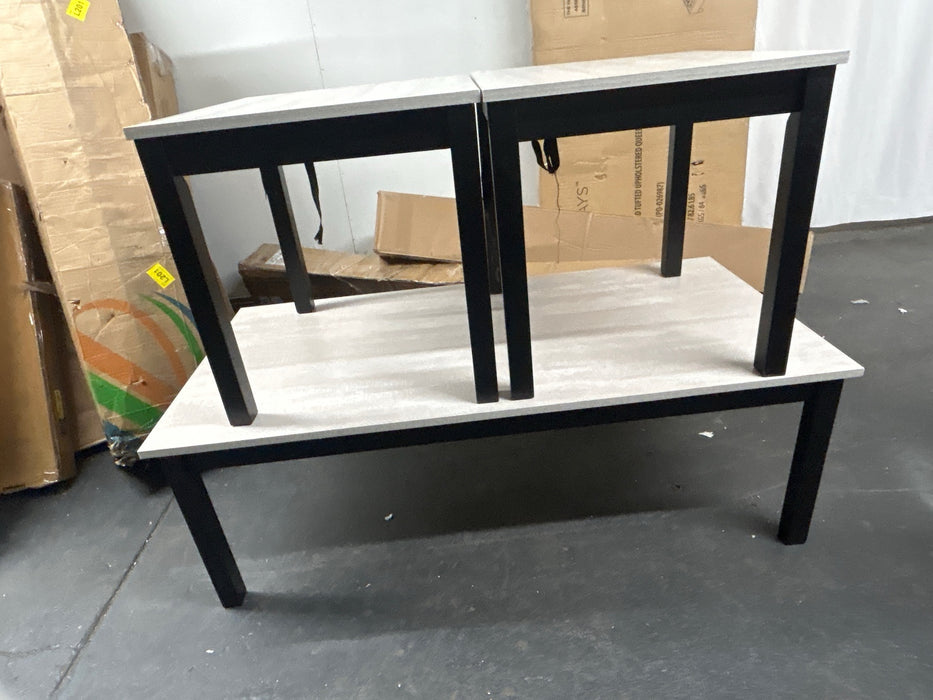 FM42900LG-3PK 3 pc Findlay black finish wood faux wood finish top coffee and end table set -