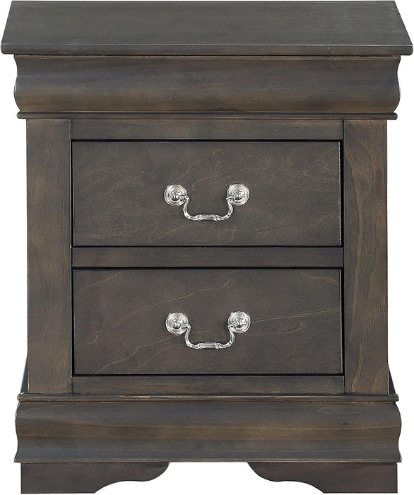 Traditional 2-Drawer Nightstand with Metal Handles, Fully Assembled, 21" L x 15" W x 24" H -