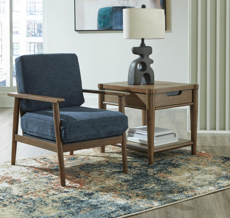 Bixler Navy Showood Accent Chair
