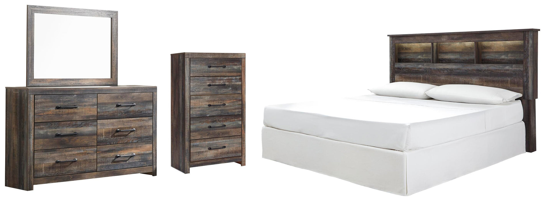 Drystan Multi Drystan King/California King Bookcase Headboard, Dresser, Mirror and Chest
