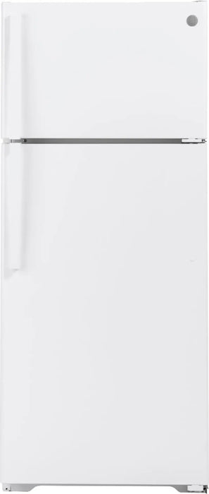 GE - 17.5 Cu. Ft. Top-Freezer Refrigerator with Edge-to-Edge Glass Shelves - White - display_model