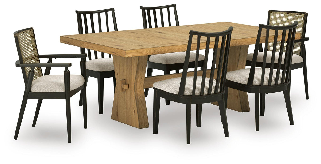 Galliden Light Brown Galliden Dining Table and 6 Chairs