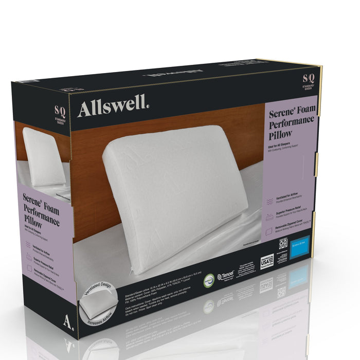 Allswell Serene Foam Bed Pillow with TENCEL Cover, Standard/Queen - new