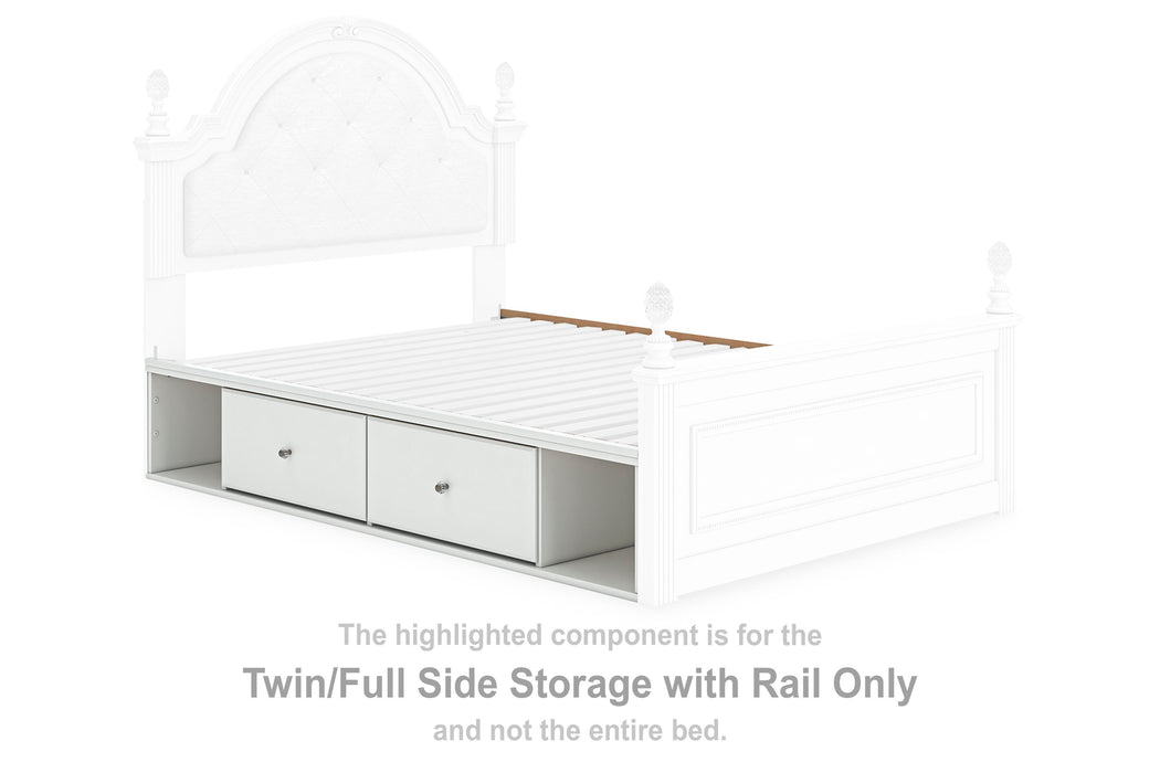 Maylilly White T/F Side Storage w/Rail