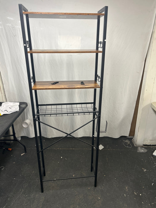 HomGarden 4-Tier over the Toilet Bathroom Storage Rack Adult Organizer Space Saver Rustic Dark Brown - new