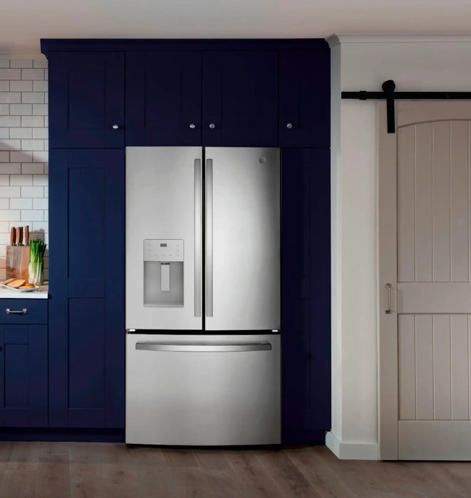 GE - 25.6 Cu. Ft. French Door Refrigerator with Space-Saving Ice Maker - Stainless Steel - new