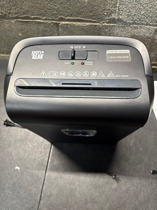 Pen+Gear 6-Sheet Micro-cut Paper/Credit Card Shredder with 3.4 Gallon Bin, Black,Home and Office use - used_good
