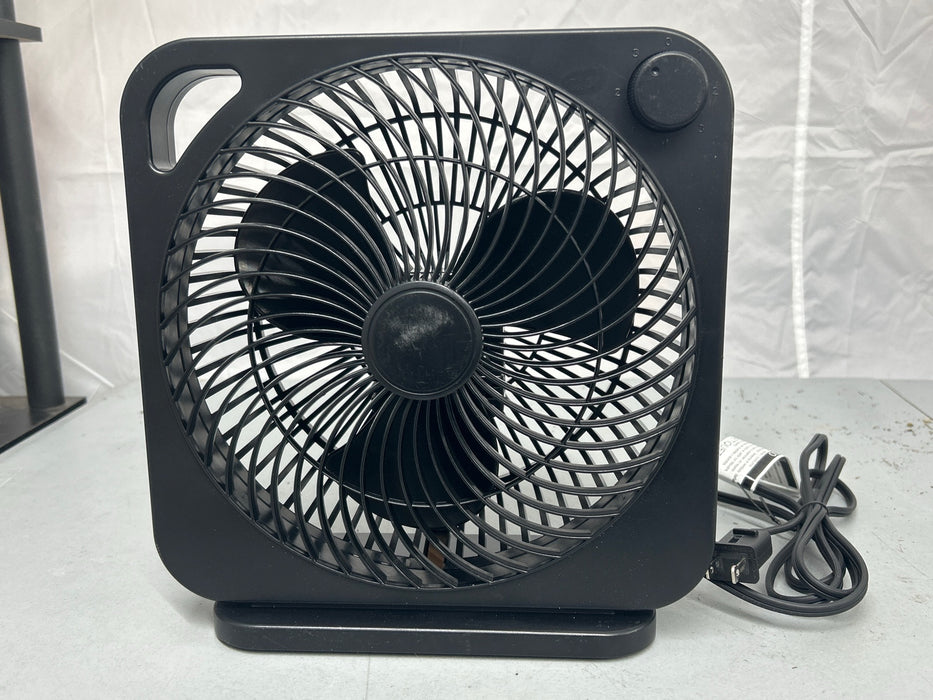 Mainstays 9-inch Box Indoor Comfort Personal AC Electric Fan, 3 Speeds, Black - use_like_new