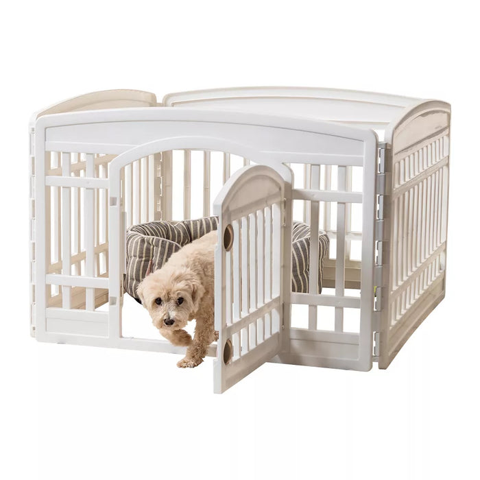 IRIS 4-10Panel 24/34"H Foldable Exercise Enclosure Plastic Pet Playpen with Door - open_box