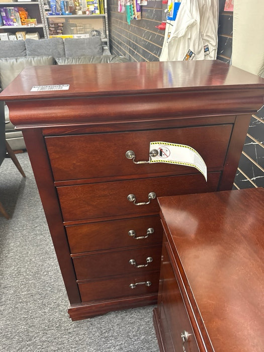 FM7866CH-4PC 5 pc Louis Phillipe cherry finish wood sleigh queen bedroom set Alcott hill ivywood - new