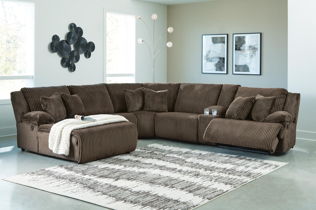 Top Tier Chocolate Top Tier 6-Piece Reclining Sectional with Chaise