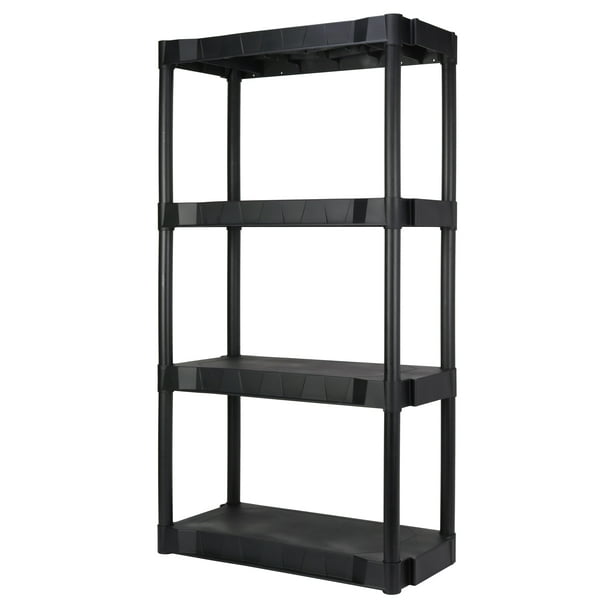 Hyper Tough Black Plastic 4-Tier 56.2" H x 30"" W x 13.8" D, 280lb Total Capacity - open_box