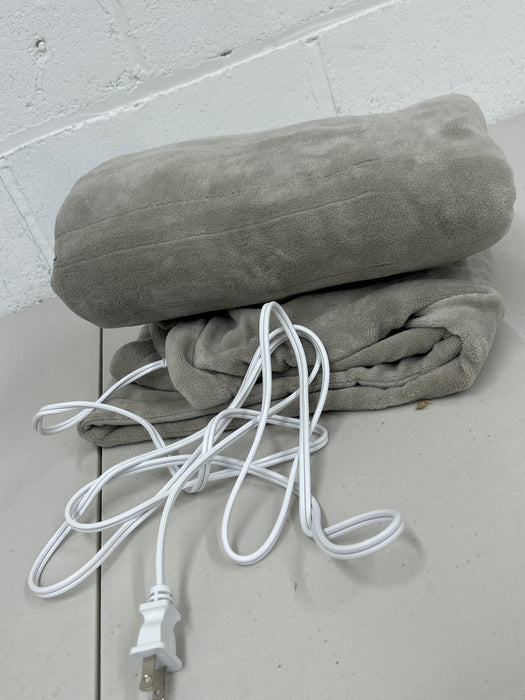 Sunbeam Electric Heated Throw Blanket Oversize Washed Stone Microplush 4 Heat Settings 50x 70 - new