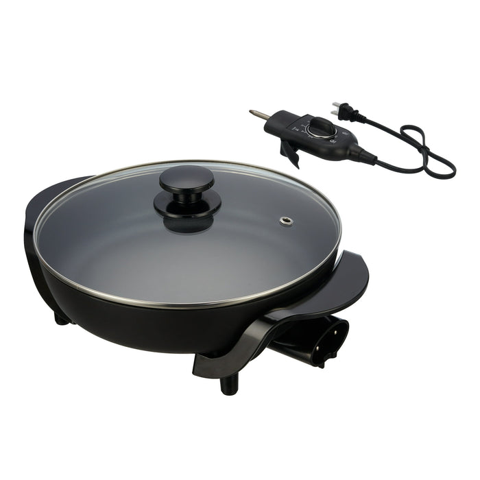 Mainstays 12" Round Ceramic Skillet, Black,Nonstick, 1200W, Removable Temp Control, Dishwasher Safe - new