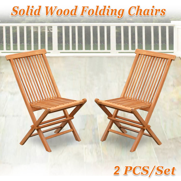 King Teak Golden Teak Wood Folding Chair Outdoor Patio Garden Yard Folding Seat Chair 2 Piece - open_box