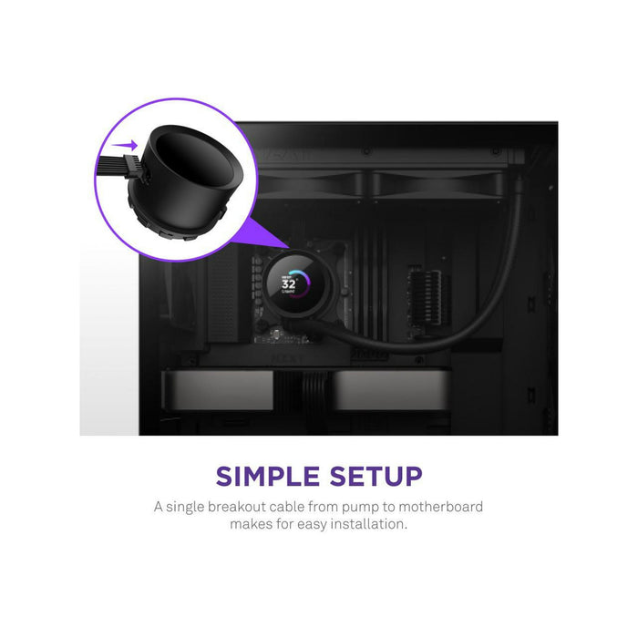 NZXT Kraken 240mm - RL-KN240-B1 – AIO CPU Liquid Cooler - LCD Display - 2 x F120P Static Pressure Fan Radiator Fans LGA 1700 / AM5 Compatible - open_box