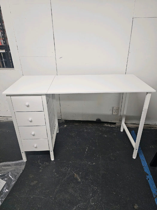 Lufeiya Small White Desk with Fabric Drawers, 40 Inch Kids Girls Teen Cute Study Desk for Bedroom Work, Computer Writing Table Desks with Drawer for Small Spaces Home Office - new