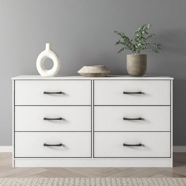 Mainstays Ardent 6 Drawer Dresser, White - new