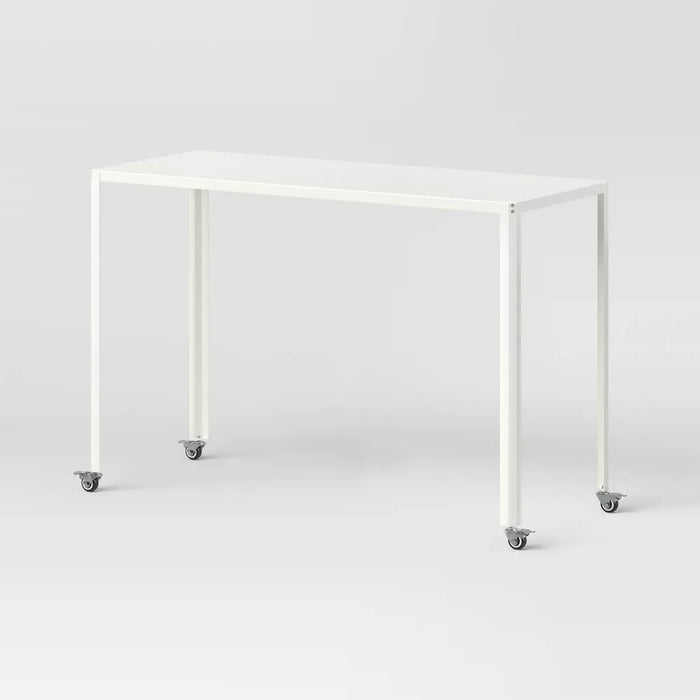 45" Rolling Metal Computer Desk Chalk White - Room Essentials™