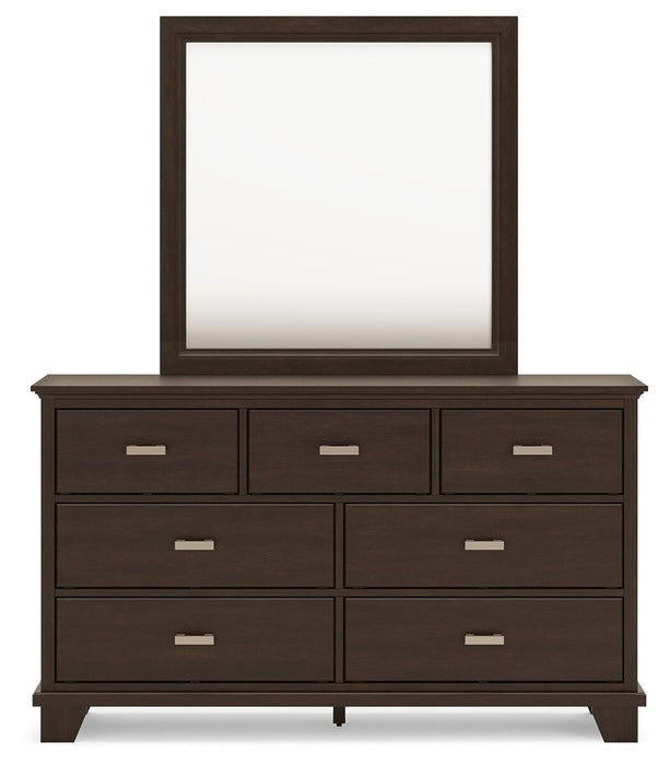 Covetown Dark Brown Covetown Dresser and Mirror